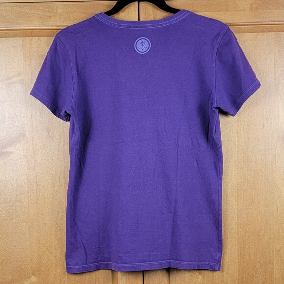 Life Is Good Purple V-Neck Daisies in Mason Jar Short Sleeve Crusher Tee - S - Picture 3 of 8